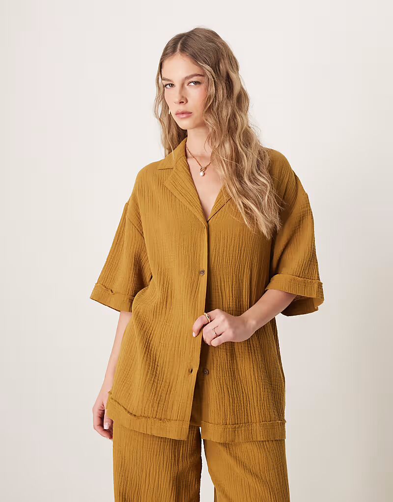 Рубашка из марли цвета оливы Asos Design
Рубашка из марли цвета оливы Asos Design