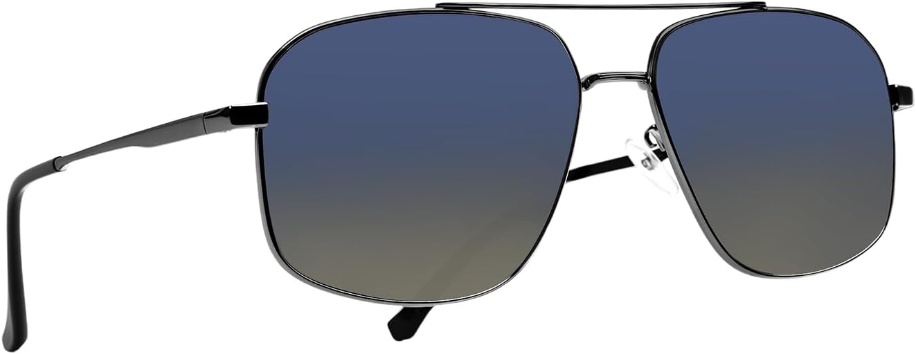 Ретро-солнцезащитные очки-авиаторы квадратной формы для мужчин и женщин - большие поляризованные очки в металлической оправе для вождения - классический стиль UV400 QIFP, Black-blue
Ретро-солнцезащитные очки-авиаторы квадратной формы для мужчин и женщин - большие поляризованные очки в металлической оправе для вождения - классический стиль UV400 QIFP, Black-blue