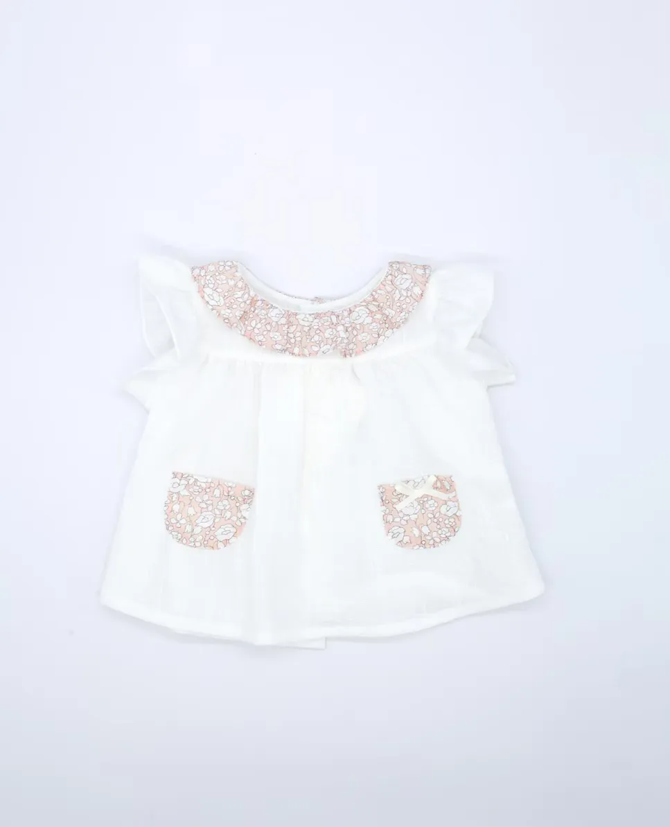 Хлопковая блузка для малышей с цветочными аппликациями Fina Ejerique, белый
Хлопковая блузка для малышей с цветочными аппликациями Fina Ejerique, белый