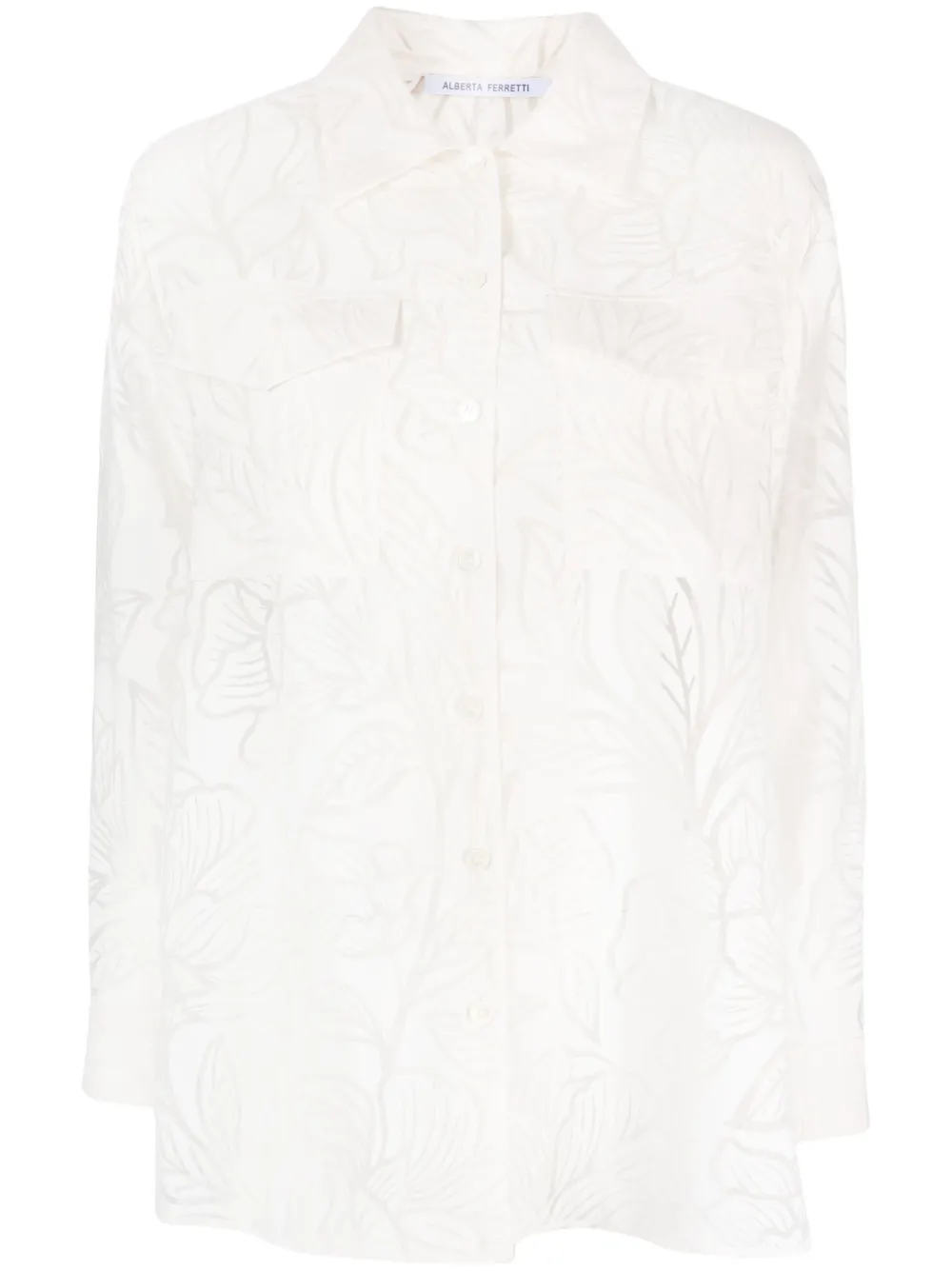 Прозрачная рубашка с цветочным узором Alberta Ferretti, белый
Прозрачная рубашка с цветочным узором Alberta Ferretti, белый