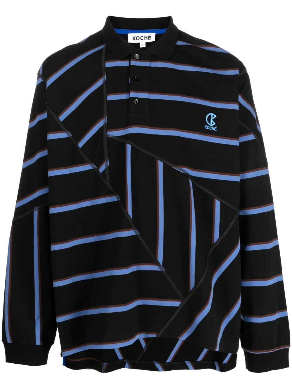 Рубашка поло оверсайз в полоску Koché, черный
Рубашка поло оверсайз в полоску Koché, черный