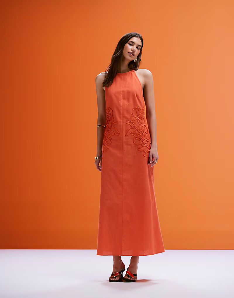 Платье миди ASOS DESIGN с открытой спиной и вышивкой на талии оранжевого цвета 
Платье миди ASOS DESIGN с открытой спиной и вышивкой на талии оранжевого цвета
