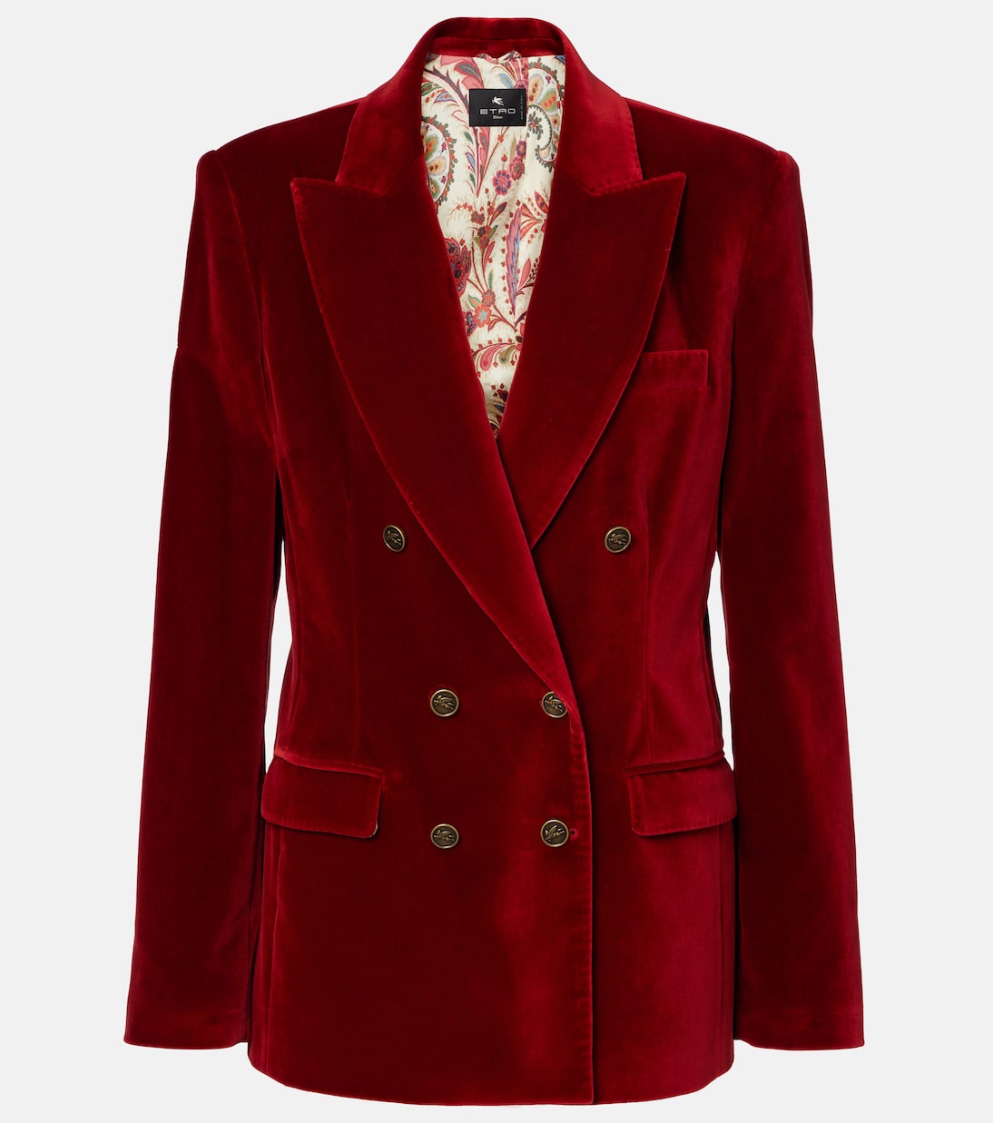 Двубортный блейзер из хлопкового бархата Etro, Ruggine Scuro
Двубортный блейзер из хлопкового бархата Etro, Ruggine Scuro