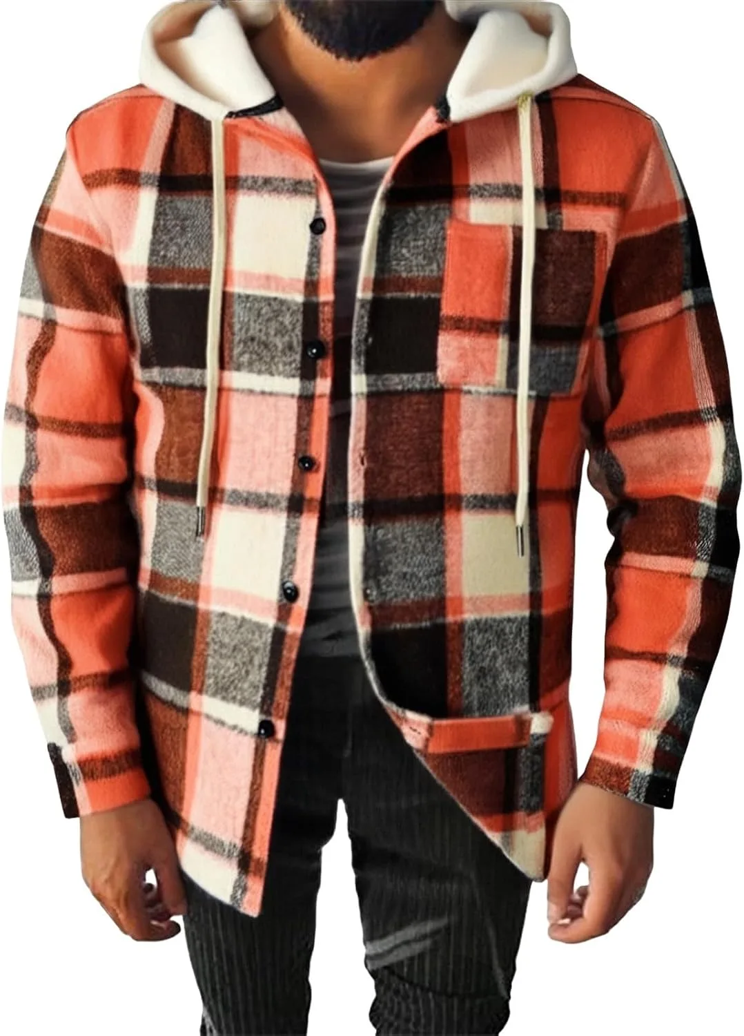 Мужская фланелевая рубашка-толстовка с капюшоном и карманом CRNTCEM
Мужская фланелевая рубашка-толстовка с капюшоном и карманом CRNTCEM