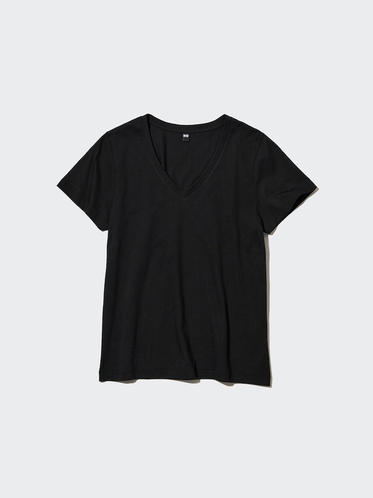 Футболка с V-образным вырезом из 100% хлопка supima Uniqlo, цвет 09 черный 
Футболка с V-образным вырезом из 100% хлопка supima Uniqlo, цвет 09 черный