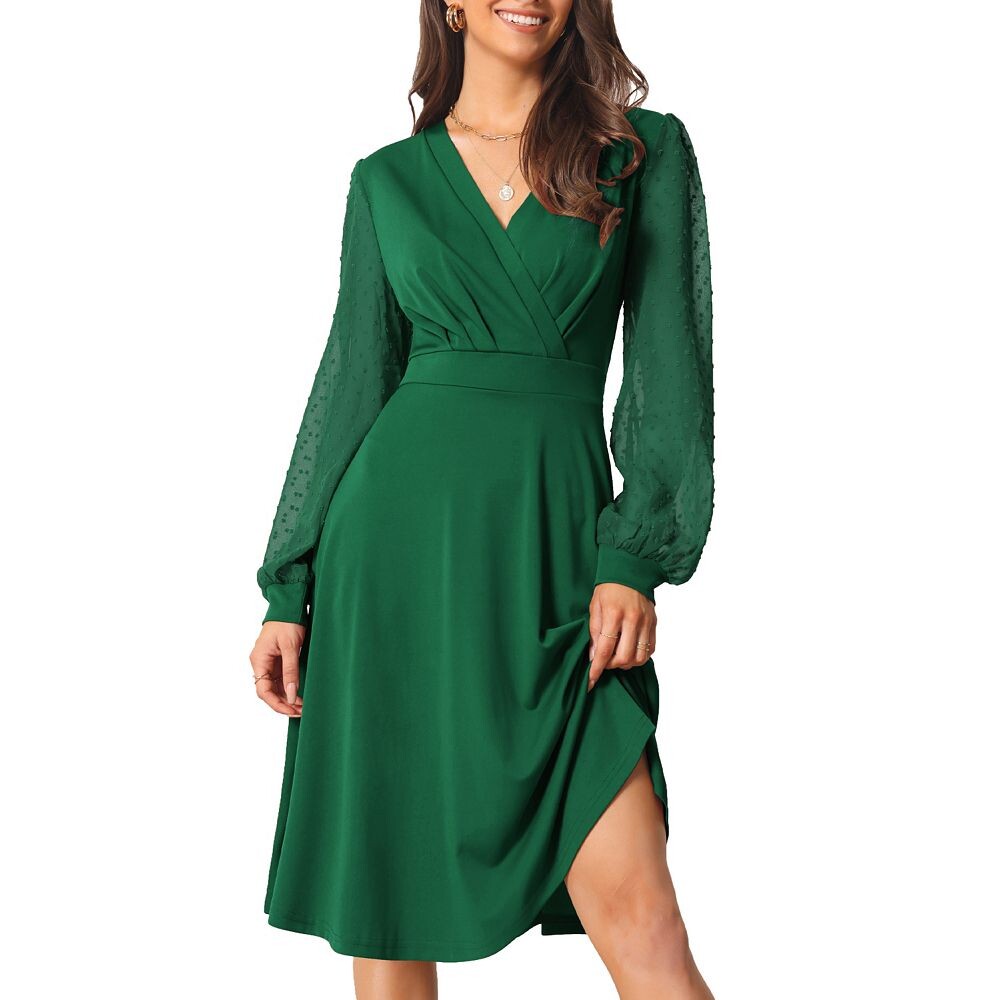 Женское весенне-осеннее свободное платье миди с v-образным вырезом и запахом в швейцарский горошек с рукавами-фонариками Seta T, зеленый
Женское весенне-осеннее свободное платье миди с v-образным вырезом и запахом в швейцарский горошек с рукавами-фонариками Seta T, зеленый