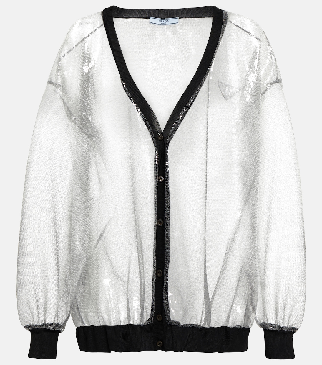 Кардиган из тюля с пайетками Prada, Argento
Кардиган из тюля с пайетками Prada, Argento