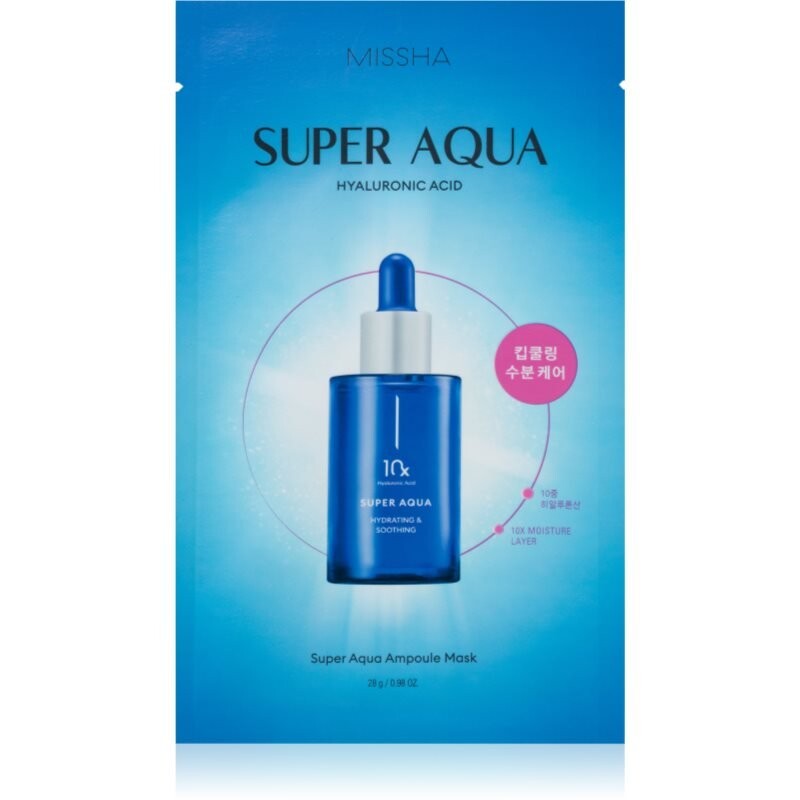 Missha Super Aqua 10 увлажняющая тканевая маска с гиалуроновой кислотой 28 г
Missha Super Aqua 10 увлажняющая тканевая маска с гиалуроновой кислотой 28 г