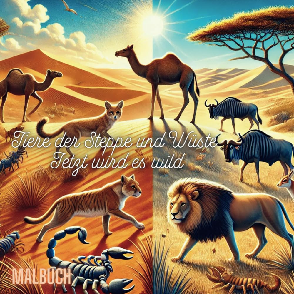 Tiere der Steppe und Wüste... Jetzt wird es wild: Alltagsflucht in Farbe: Ein Malbuch für Entspannung, Achtsamkeit und kreative Auszeiten für Erwachsene, Jugendliche und Kinder (German Edition) (Independently published)
Tiere der Steppe und Wüste... Jetzt wird es wild: Alltagsflucht in Farbe: Ein Malbuch für Entspannung, Achtsamkeit und kreative Auszeiten für Erwachsene, Jugendliche und Kinder (German Edition) (Independently published)