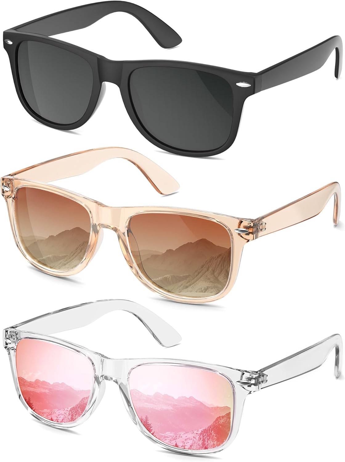 Поляризованные солнцезащитные очки для женщин, модные классические ретро-очки, дизайнерские солнцезащитные очки для мужчин, винтажные модные очки с защитой UV400 CIFOYA, 3 Pack-black-light Brown-transparent Pink
Поляризованные солнцезащитные очки для женщин, модные классические ретро-очки, дизайнерские солнцезащитные очки для мужчин, винтажные модные очки с защитой UV400 CIFOYA, 3 Pack-black-light Brown-transparent Pink