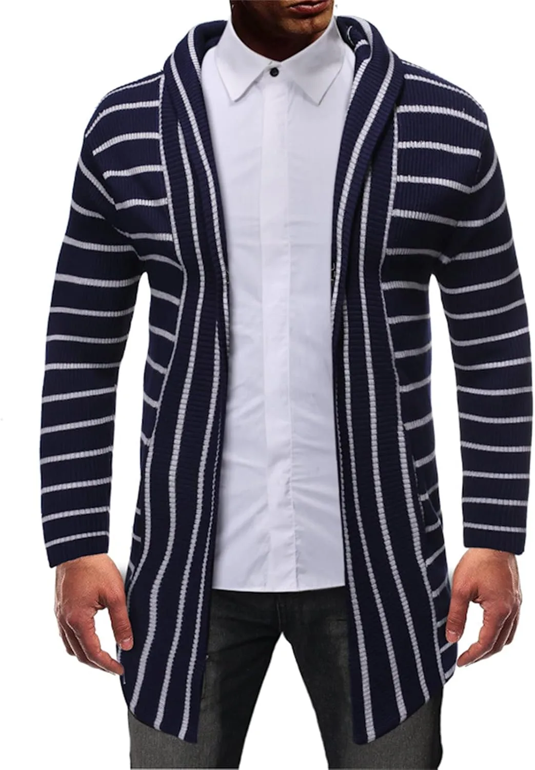 Мужской кардиган с капюшоном и лацканами в полоску Kaxiya2021
Мужской кардиган с капюшоном и лацканами в полоску Kaxiya2021