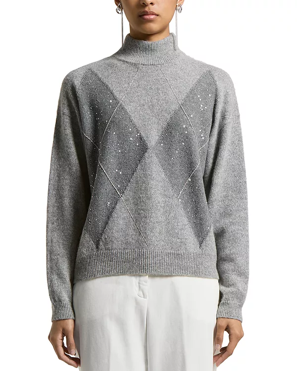 Свободный вязаный свитер с высоким воротником Peserico, серый
Свободный вязаный свитер с высоким воротником Peserico, серый