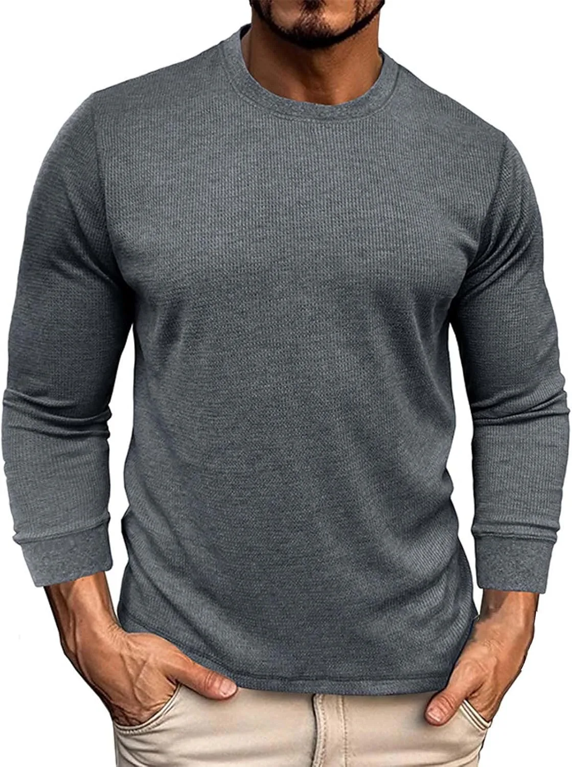 Мужская футболка ZYXTIM с длинным рукавом, вафельная, с круглым вырезом
Мужская футболка ZYXTIM с длинным рукавом, вафельная, с круглым вырезом