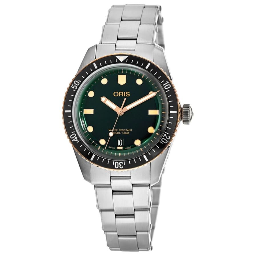 Мужские часы Oris Divers Sixty-Five из нержавеющей стали с зеленым циферблатом 01 733 7707 4357-07 8 20 18
Мужские часы Oris Divers Sixty-Five из нержавеющей стали с зеленым циферблатом 01 733 7707 4357-07 8 20 18