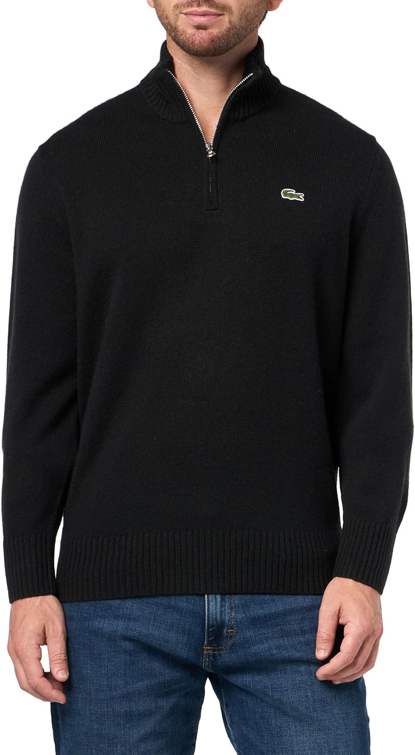 Lacoste мужской застегивающийся на молнию водолазный кардочесаный шерстяной свитер, Black
Lacoste мужской застегивающийся на молнию водолазный кардочесаный шерстяной свитер, Black