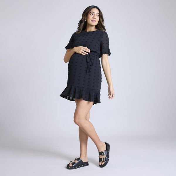 Беременное платье с короткими рукавами, поясом и ярусами Motherhood, черный
Беременное платье с короткими рукавами, поясом и ярусами Motherhood, черный