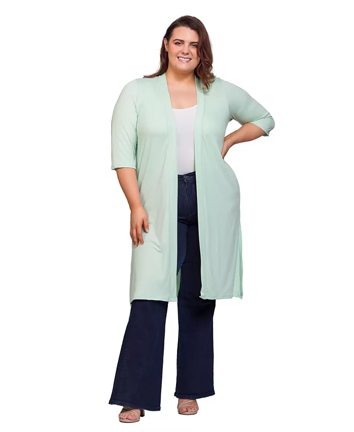 Кардиган-свитер больших размеров длиной до колена 24seven Comfort Apparel, зеленый
Кардиган-свитер больших размеров длиной до колена 24seven Comfort Apparel, зеленый