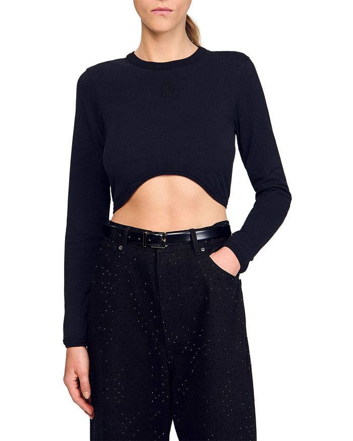 Короткий топ с вышивкой Sandro, черный
Короткий топ с вышивкой Sandro, черный