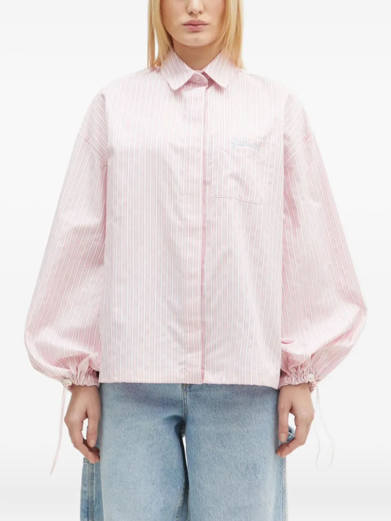 Рубашка Fiorucci в полоску с рукавами-фонариками, розовый 
Рубашка Fiorucci в полоску с рукавами-фонариками, розовый