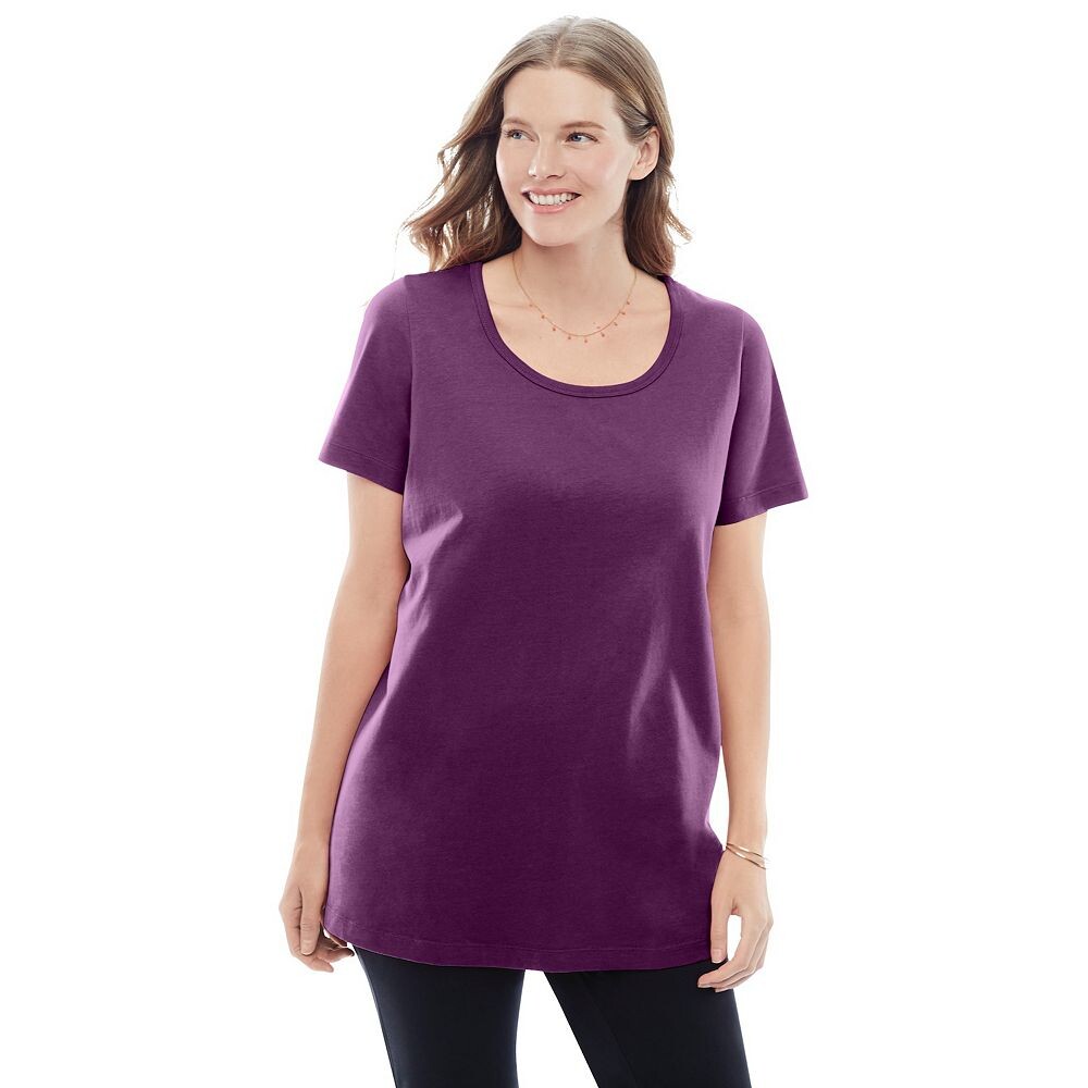 Женщина в женской идеальной футболке больших размеров с короткими рукавами и круглым вырезом Woman Within, цвет Plum Purple
Женщина в женской идеальной футболке больших размеров с короткими рукавами и круглым вырезом Woman Within, цвет Plum Purple