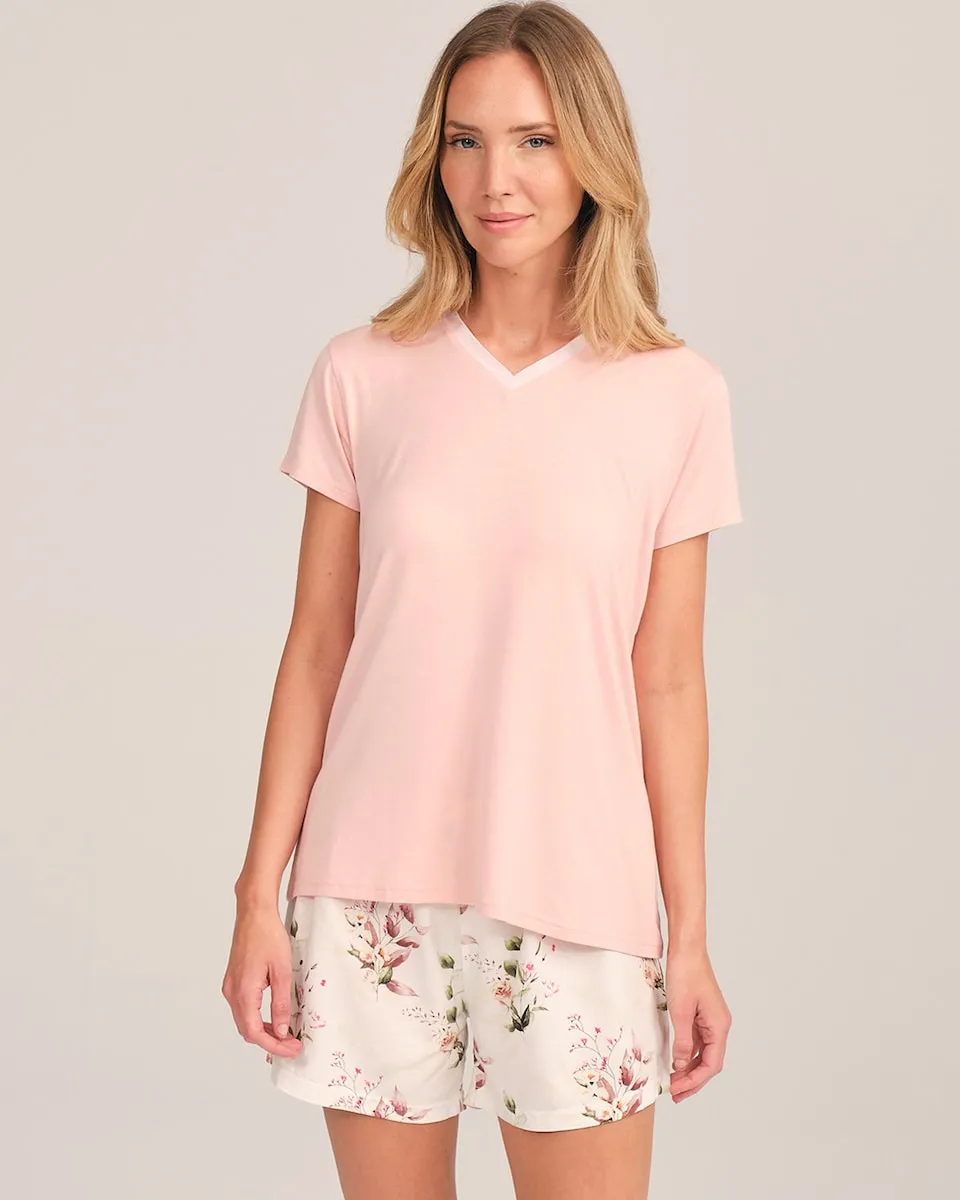 Женская пижама с футболкой и шортами в цветочном принте J&J Brothers, пастельно-розовый
Женская пижама с футболкой и шортами в цветочном принте J&J Brothers, пастельно-розовый
