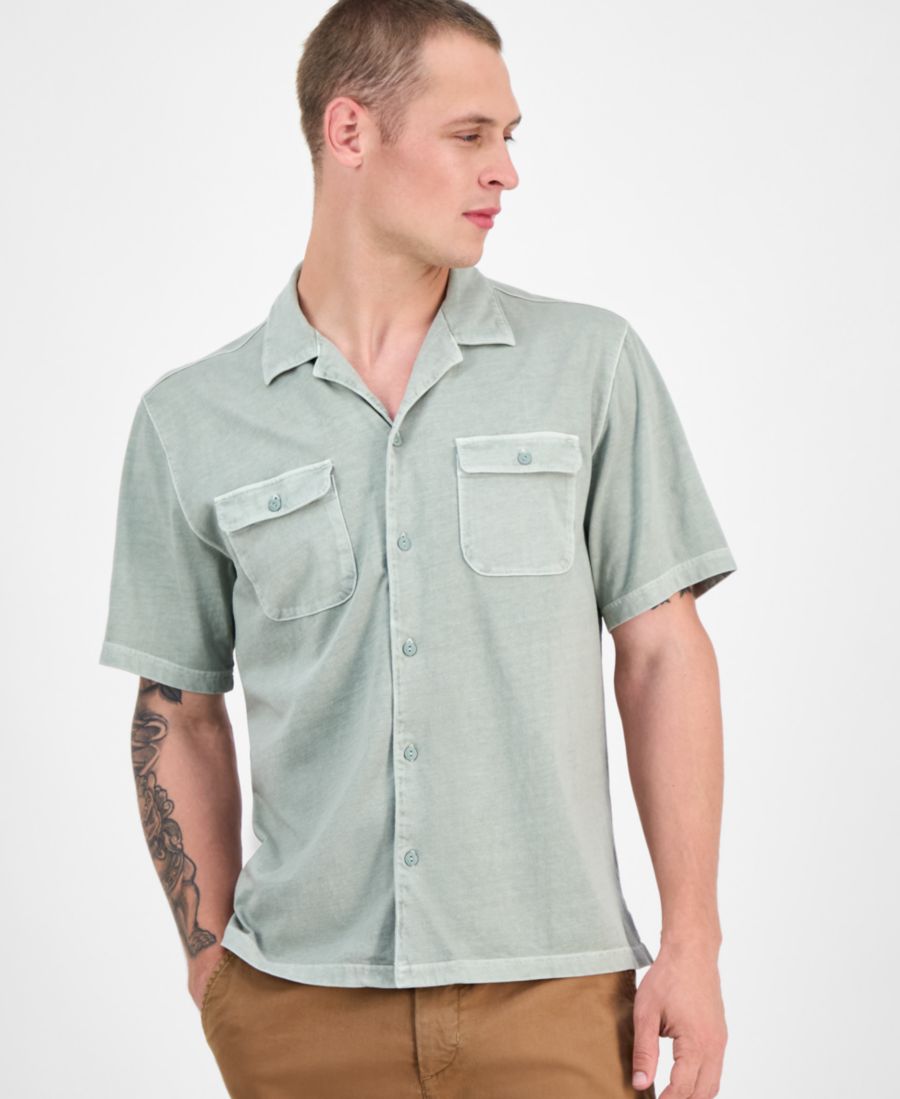Мужская рубашка с коротким рукавом, потертая, на пуговицах, в стиле кэмп Sun + Stone, Vintage Sage
Мужская рубашка с коротким рукавом, потертая, на пуговицах, в стиле кэмп Sun + Stone, Vintage Sage