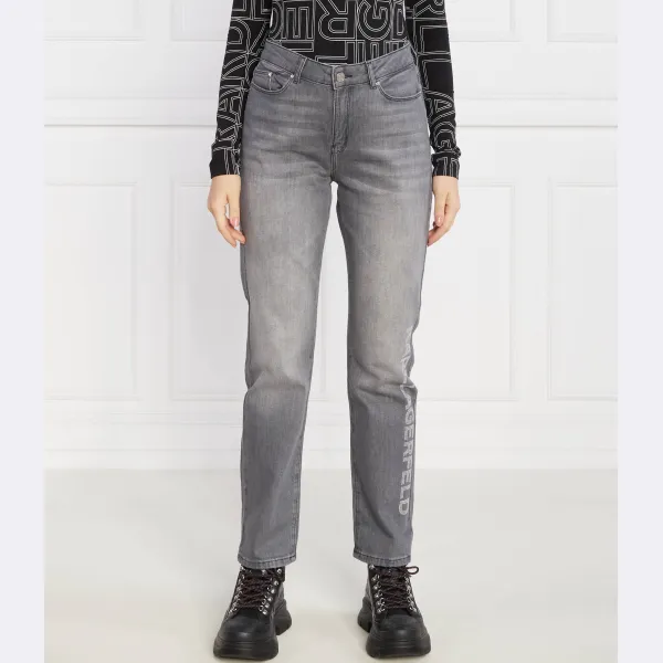 Джинсы прямого кроя со стразами и логотипом Karl Lagerfeld, серый
Джинсы прямого кроя со стразами и логотипом Karl Lagerfeld, серый