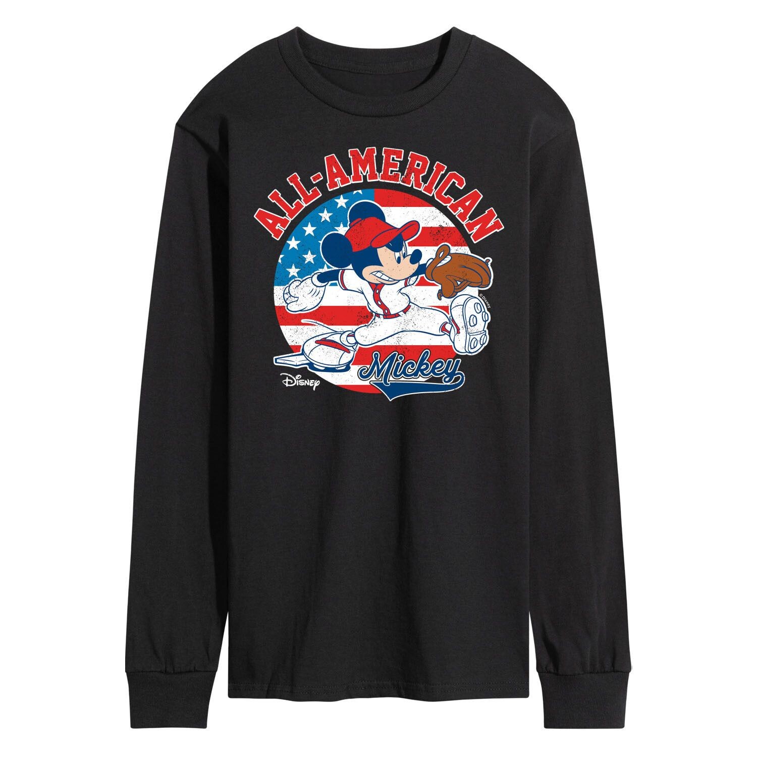 Мужская бейсбольная футболка с длинными рукавами и рисунком Disney's Mickey Mouse Americana Licensed Character
Мужская бейсбольная футболка с длинными рукавами и рисунком Disney's Mickey Mouse Americana Licensed Character