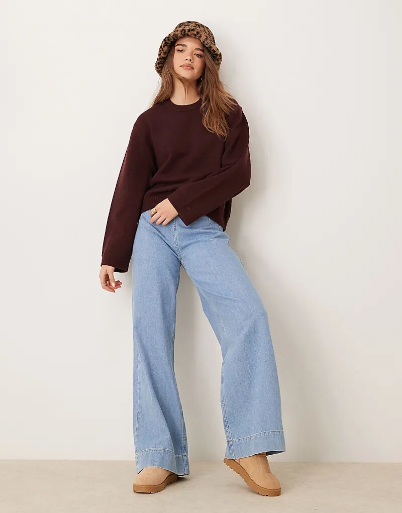 Вязаный свитер Gina Tricot с круглым вырезом и широкими рукавами в цвете темного винно-бордового цвета
Вязаный свитер Gina Tricot с круглым вырезом и широкими рукавами в цвете темного винно-бордового цвета