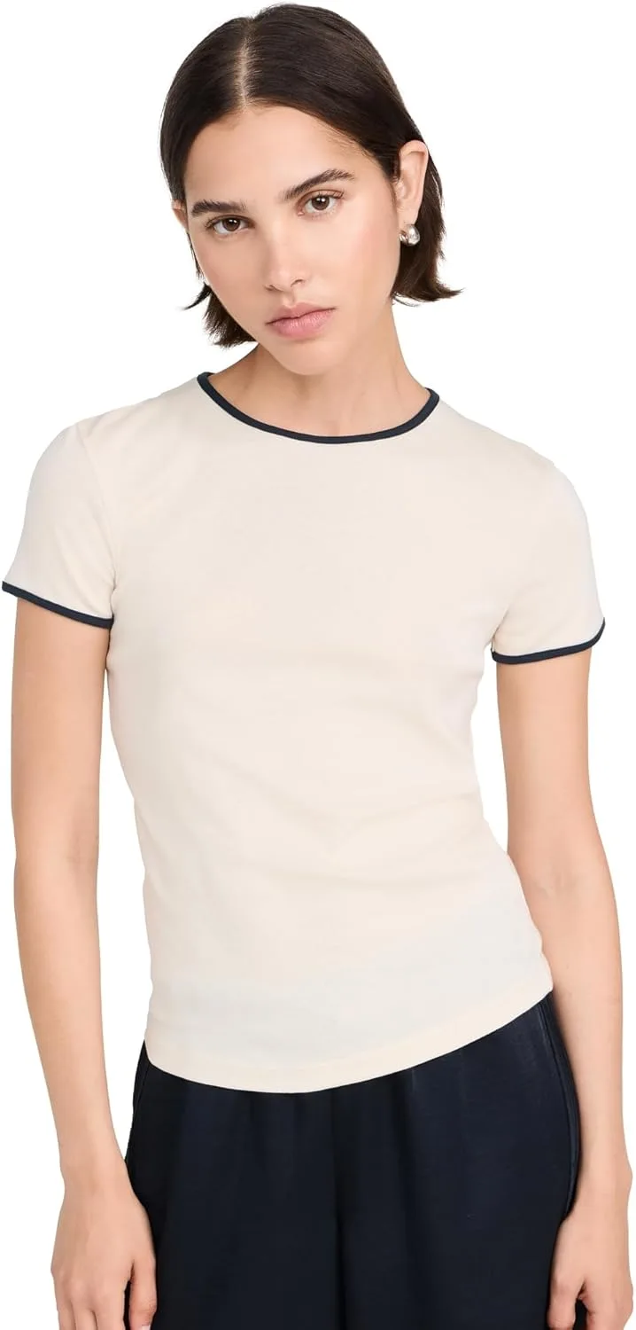 Vince Женская футболка с коротким рукавом и контрастной отделкой
Vince Женская футболка с коротким рукавом и контрастной отделкой