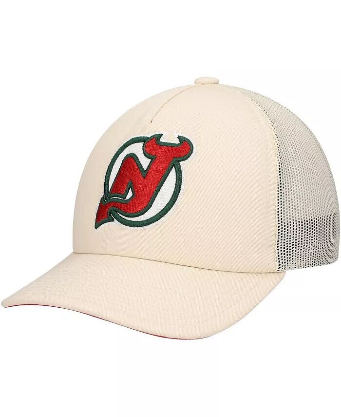 Мужская кремовая регулируемая шляпа New Jersey Devils Foam Front Trucker Mitchell & Ness, бежевый
