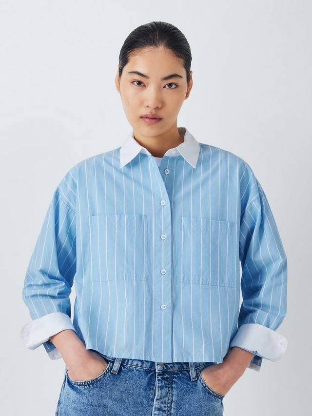 Укороченная рубашка в полоску John Lewis , синий/белый
Укороченная рубашка в полоску John Lewis , синий/белый