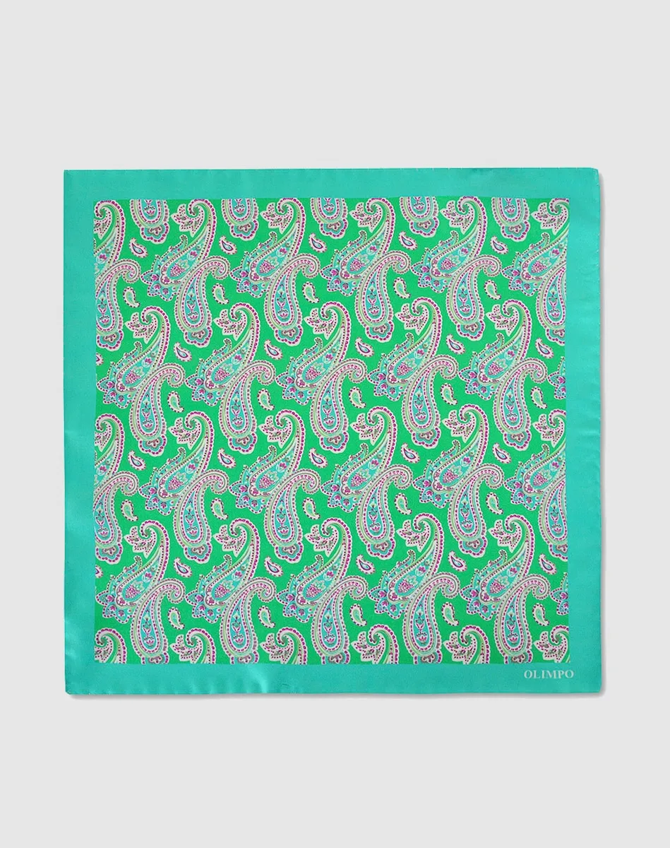 Зеленый шелковый шарф с узором пейсли Olimpo
Зеленый шелковый шарф с узором пейсли Olimpo