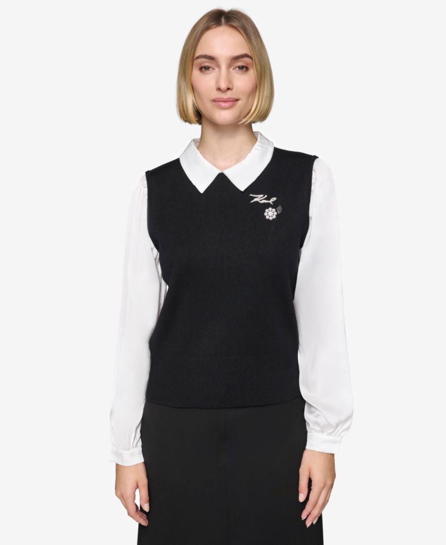 Женский многослойный свитер с логотипом Charm KARL LAGERFELD PARIS, Blk/wht
Женский многослойный свитер с логотипом Charm KARL LAGERFELD PARIS, Blk/wht