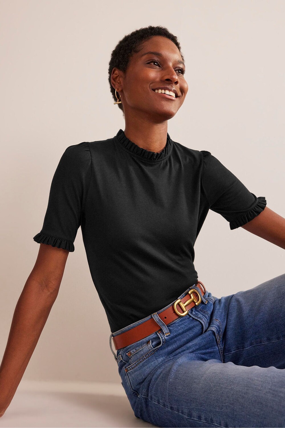 Футболка с супермягкой отделкой из оборки Boden, черный
Футболка с супермягкой отделкой из оборки Boden, черный