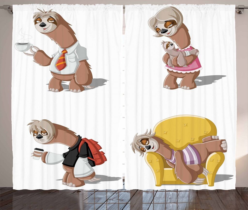 Занавеска ABAKUHAUS Sloth в деревенском стиле, семейный мультфильм «Ленивый ленивец», занавеска из ленты с рюшами для спальни, петлями и крючками, 280 x 175 см, разноцветная
Занавеска ABAKUHAUS Sloth в деревенском стиле, семейный мультфильм «Ленивый ленивец», занавеска из ленты с рюшами для спальни, петлями и крючками, 280 x 175 см, разноцветная