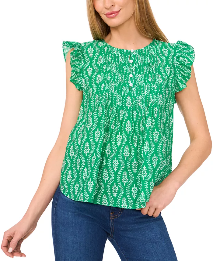 Женская блузка с цветочным принтом, пуговицами спереди и рукавами-рюшами CeCe, зеленый
Женская блузка с цветочным принтом, пуговицами спереди и рукавами-рюшами CeCe, зеленый