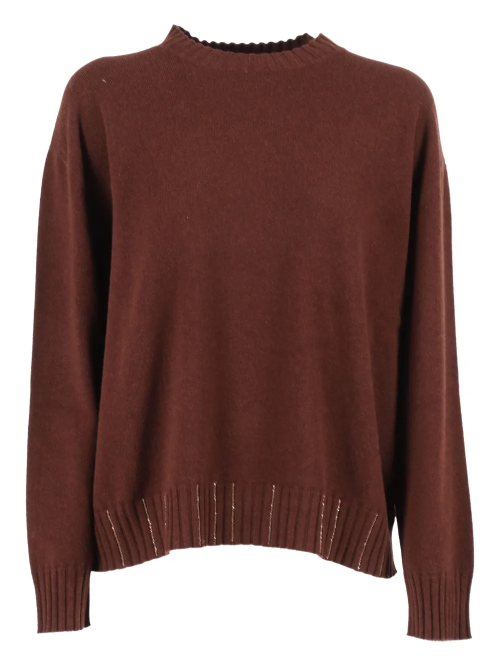 Свитер с круглым вырезом и ребристым подолом Fabiana Filippi, коричневый
Свитер с круглым вырезом и ребристым подолом Fabiana Filippi, коричневый