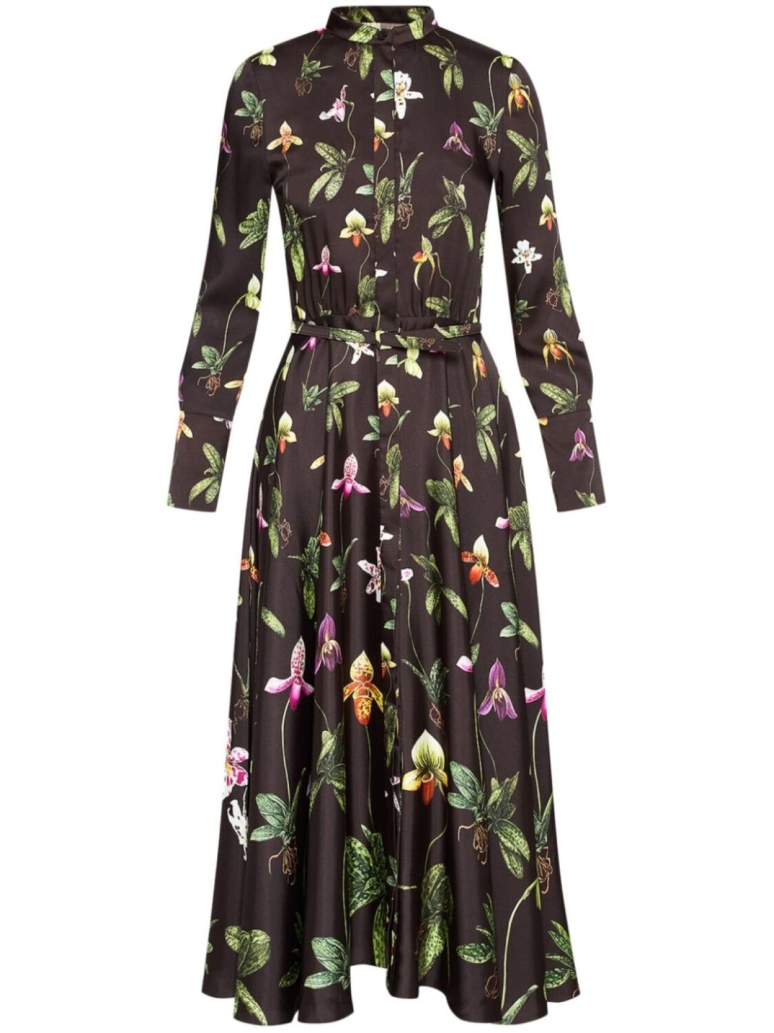Шелковое платье миди Orchid Oscar de la Renta, коричневый 
Шелковое платье миди Orchid Oscar de la Renta, коричневый