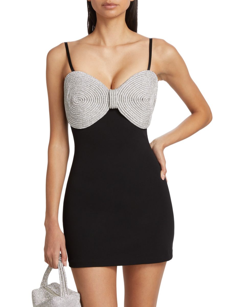 Мини-платье без рукавов с кристальным бантом Mach & Mach, черный
Мини-платье без рукавов с кристальным бантом Mach & Mach, черный