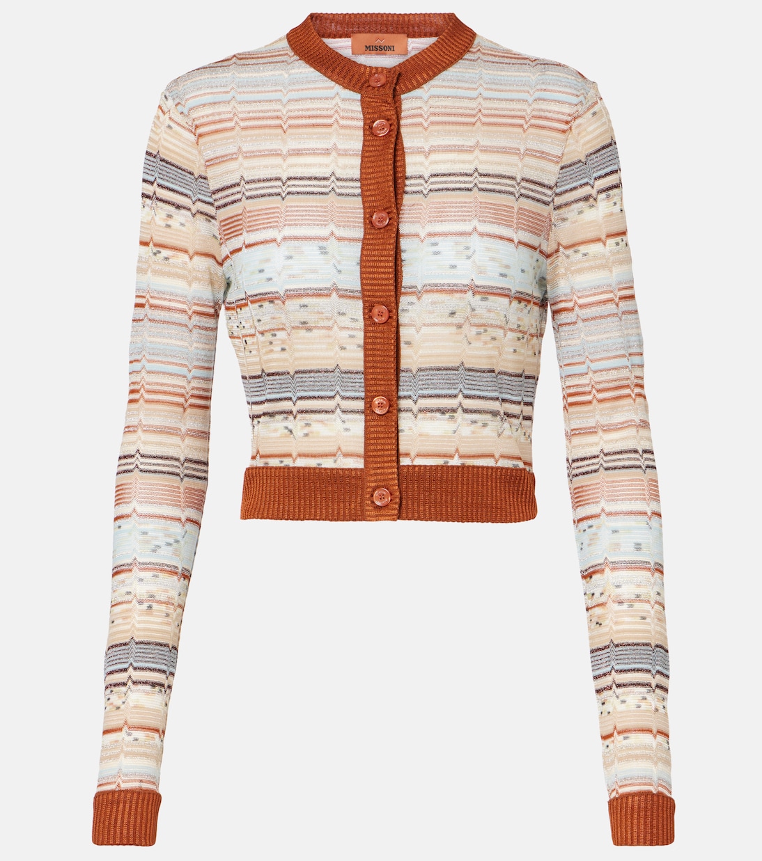 Кардиган из ламе с зигзагообразным узором Missoni, Multicolor Brown Creamy Grey
Кардиган из ламе с зигзагообразным узором Missoni, Multicolor Brown Creamy Grey