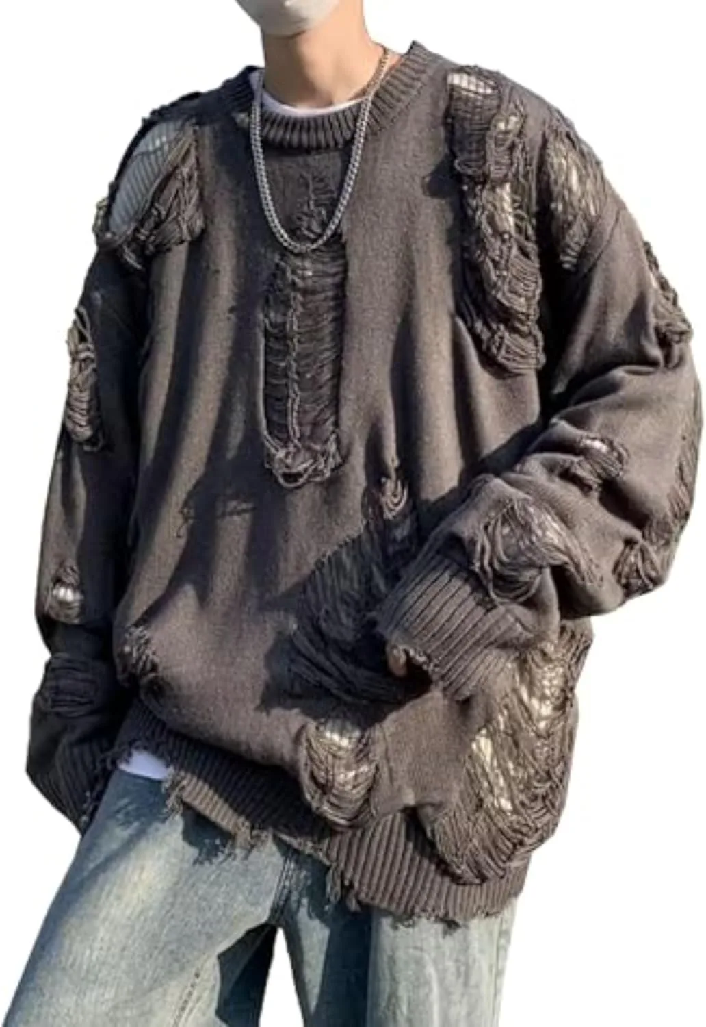 Мужской свитер с потертостями, длинный рукав, круглый вырез, винтажный стиль SWJGLITTR
Мужской свитер с потертостями, длинный рукав, круглый вырез, винтажный стиль SWJGLITTR