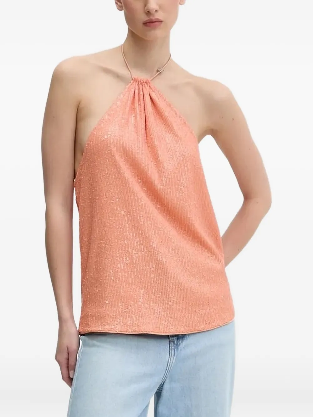 Топ, украшенный пайетками HUGO, оранжевый
Топ, украшенный пайетками HUGO, оранжевый