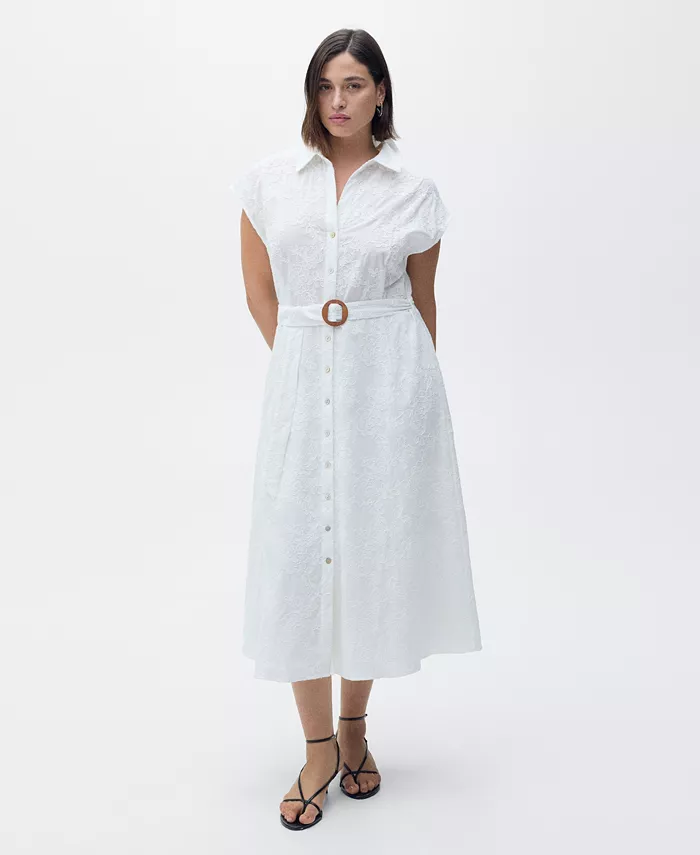 Женское платье-рубашка с вышивкой и поясом MANGO, белый
Женское платье-рубашка с вышивкой и поясом MANGO, белый