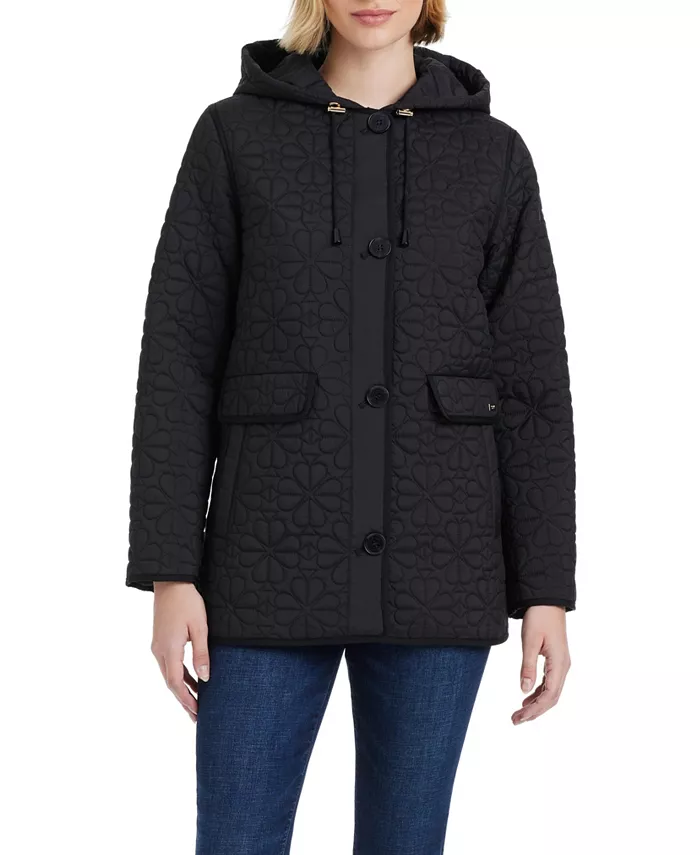 Женская стеганая куртка-трапеция Spade Flower kate spade new york, черный 
Женская стеганая куртка-трапеция Spade Flower kate spade new york, черный