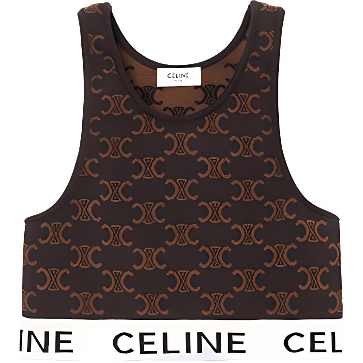 CELINE SS23 Monogram Logo спортивный шелковый бра Brown
CELINE SS23 Monogram Logo спортивный шелковый бра Brown