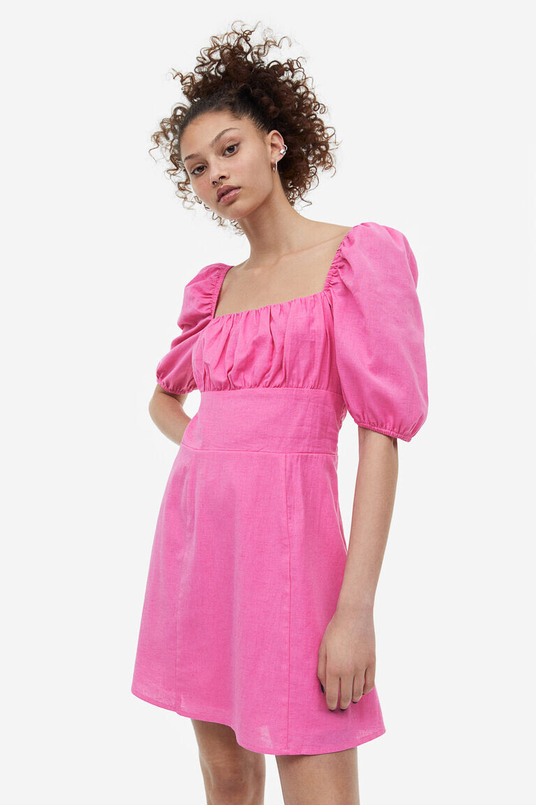 Платье с объемными рукавами H&M, фиолетовый
Платье с объемными рукавами H&M, фиолетовый