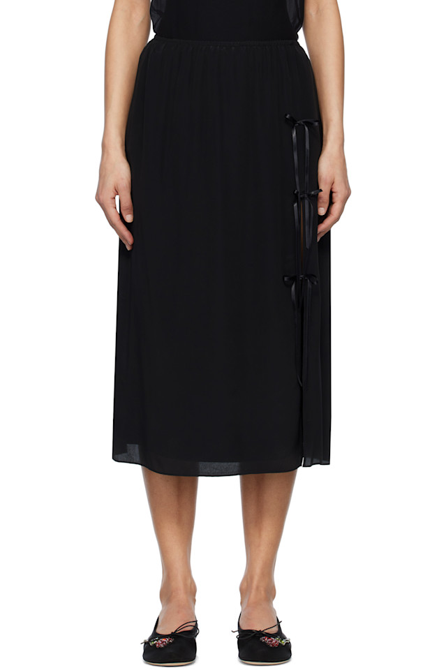 Юбка миди с разрезом и плиссировкой Bow slit column Simone Rocha, черный
Юбка миди с разрезом и плиссировкой Bow slit column Simone Rocha, черный