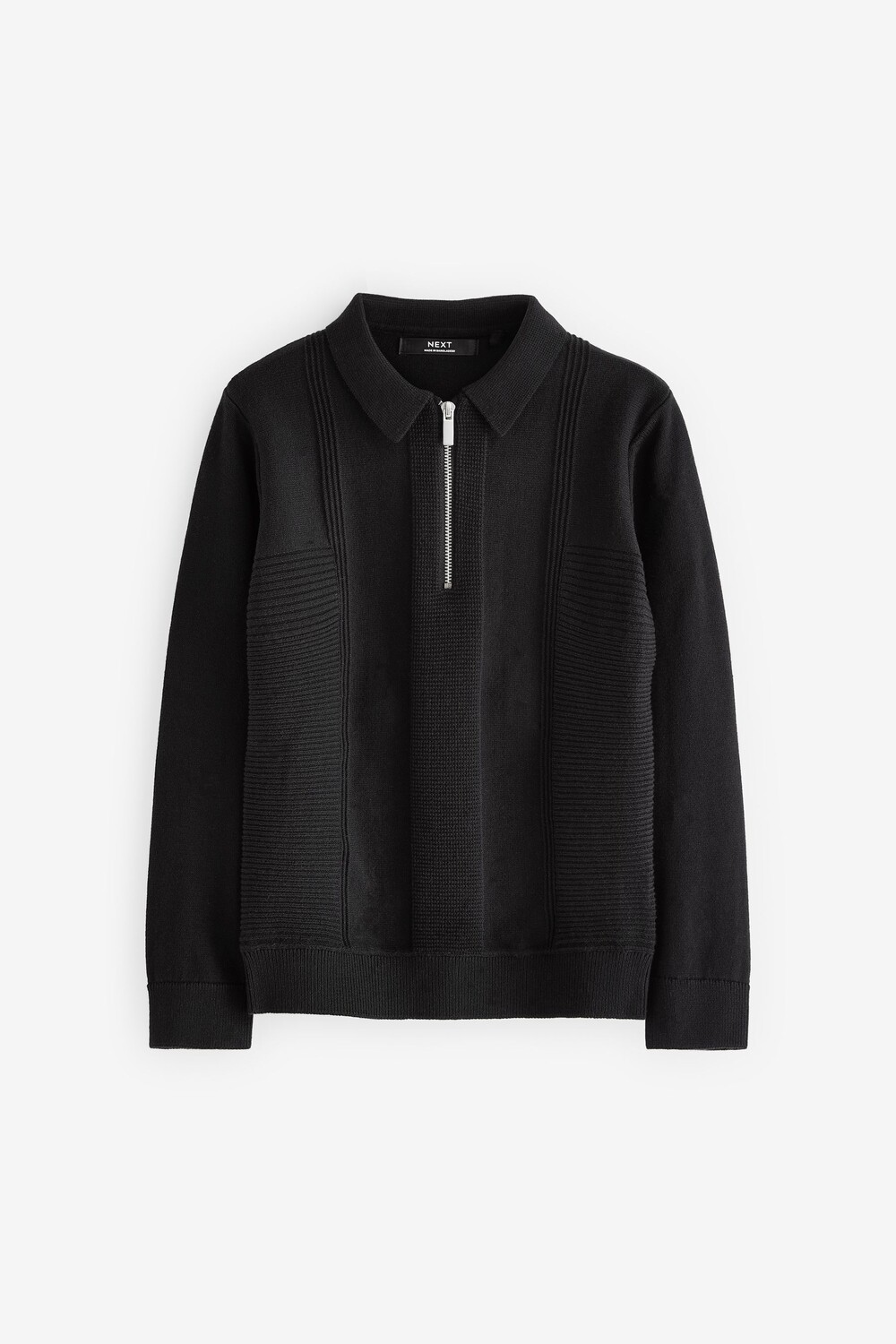 Рубашка-поло фактурного трикотажа с длинными рукавами и воротником на пуговицах Next, черный
Рубашка-поло фактурного трикотажа с длинными рукавами и воротником на пуговицах Next, черный