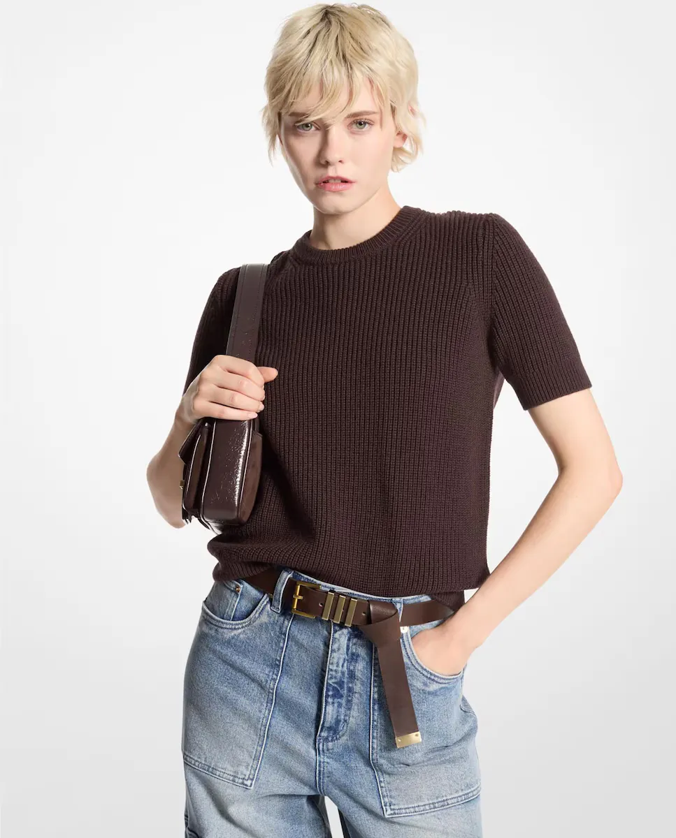 Женский свитер с короткими рукавами и круглым вырезом Michael Michael Kors, темно-коричневый
Женский свитер с короткими рукавами и круглым вырезом Michael Michael Kors, темно-коричневый